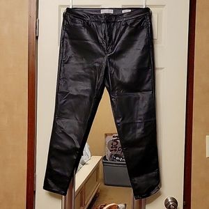Black faux leather pants